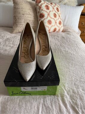 Sam Edelman Metallic Silver Pointed-Toe Pumps